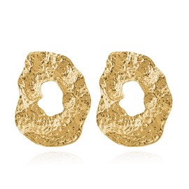 Gold Statement Earrings for Women Geometric Irregular Dangle Drop Earrings for Teen Girls Unique Exaggerated Hollow Hoop Earrings Jewelry Gift