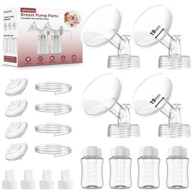 Pump Parts Compatible with Spectra S1/S2/9 Plus Breastpump, 4 Set Replacement Parts for Spectra Include 19mm Flange,Duckbill Valve,Backflow Protector,Tube,Bottle, Not Original Spectra S2 Accessories