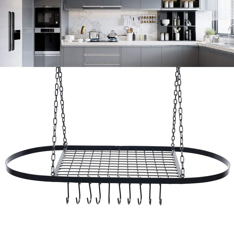 TFCFL Kitchen Ceiling Mount Iron shelf Cookware Storage Shelf Tray