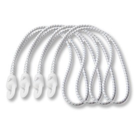 Marineo Zeising Bungee Cords Pack of 4, 30 cm, High-Quality, Durable Sail Tie with Rubber Loop and Hook for Boat Sports and Load Securing