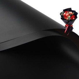 20 Pcs Double Sided Color Flower Wrapping Paper,Waterproof Valentine's Day Bouquet Wrapping Paper 23x23Inch Used for DIY Crafts, Gift Packaging, Flower Shop Bouquet Packaging (Black)