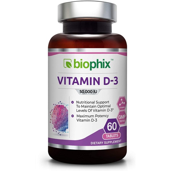 Vitamin D3 50000 IU 60 Tabs - High-Potency | Strong Bones | Immune Health | Support for K-2