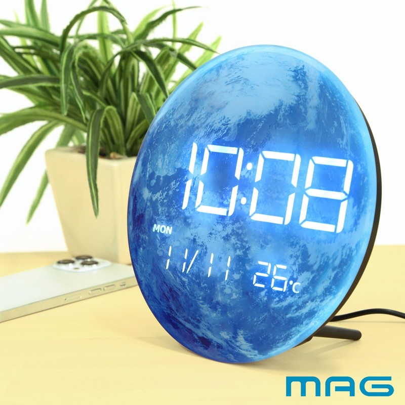 MAG T-791A BU Noah Precision Table Clock, LED, Digital AC