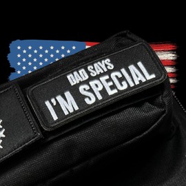 Dog Patches for Harness Funny - Dad Says I'm Special Patch, Embroidered Applique Fastener Hook and Loop Emblem