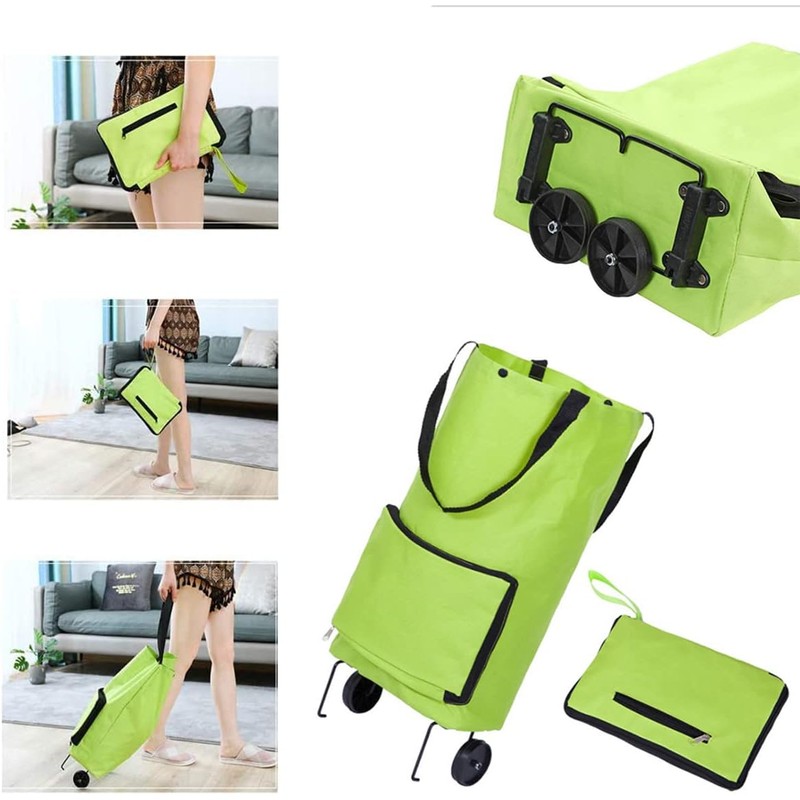 Carrito de Compras Plegable, Carrito de Mandado con Ruedas Bolsa