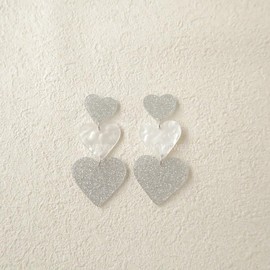Adoshine White Heart Earrings Dangle Earrings Acrylic Cute Rave Earrings Concert Outfit Heart Shaped Earrings for Women Gift