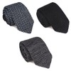 Dizegn Men's Knitted Ties, Set of 3, Striped, Plain, Dots,