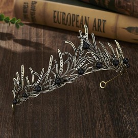 ASTRUE Sparkling Crystal Tiaras & Crowns for Women & Girls Rococo Victorian Wedding Accessories (B-Ancient Silver, onesize)