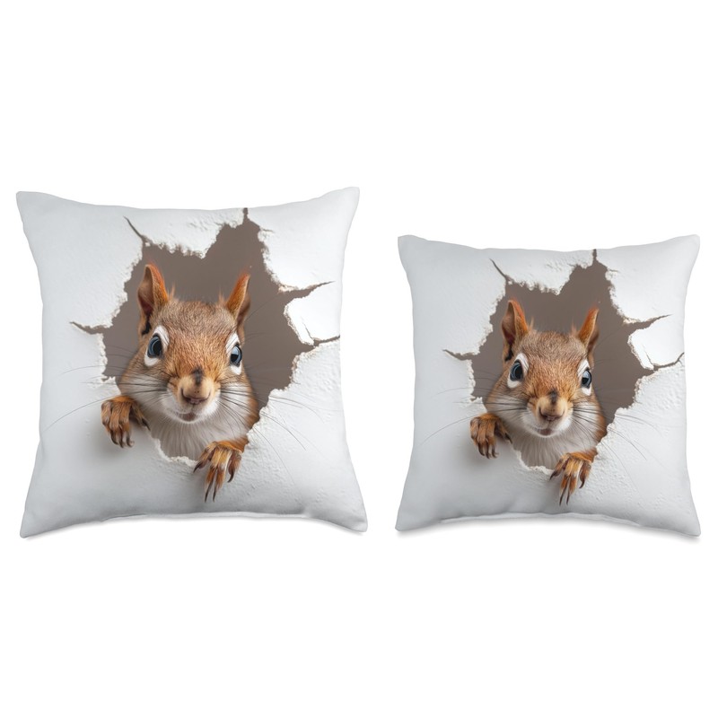 Funny Squirrel Face Mischievous Squirrel Animal Lover Throw Pillow