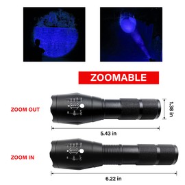 High Power Blue LED Flashlight,Zoomable Long Range Single Mode Blue Light Flashlights for Night Deer Hunting Fishing