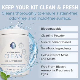 Happy Bum Clean Natural Mineral-Based Enema Kit Cleaner, Non-Toxic Stain Remover | Biodegradable Washing Powder for Personal Care Kits | Sodium Bicarbonate & Percarbonate Formula(500g)