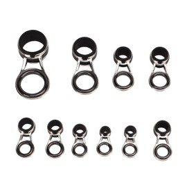 Alomejor 10 Pieces Bait Fishing Rod Guide Rings 5 Sizes Ceramic Stainless Steel Fishing Rod Eye Guide Kit Casting Fishing Rod Tip Repair Kit