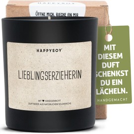 Geschenk Erzieherin Duftkerze im Glas mit Spruch aus Soja - natürlich handgemacht nachhaltig - persönliche schöne Geschenkidee beste Lieblingserzieherin Danke sagen Dankeschön liebe Worte