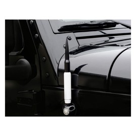 TRUE SPIKE 9 inch White Black TIP PENETRATOR Fat Bullet Antenna with Anti-Theft + Copper Coil in Heavy Gauge CNC Machined Billet Aluminum Short Compatible with Jeep Wrangler TJ 97-06 1997-2006