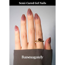 Banmagately Semi Cured Gel Nail Strips, 20Pcs Long Lasting Salon Quality Wraps, Easy Apply & Remove Gel Nail Stickers with UV Light (Red Twilight)