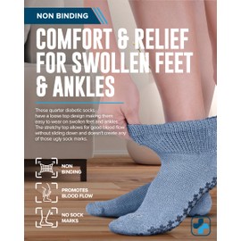 Doctor's Select DS Diab - Calcetines tobilleros + Grips-L-Grn/Gry/Blu/Tan