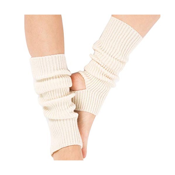 1 Pair Fashion Yoga Socks for Women Girls Workout Socks Toeless Training Dance Leg Warmers (White)