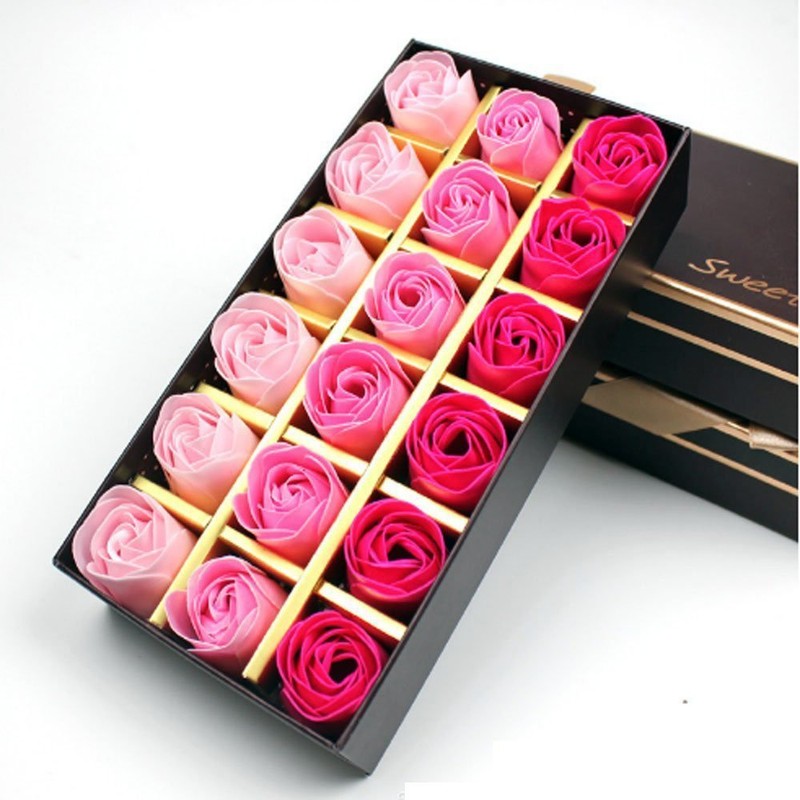 Xrten 18 Pieces Rose Scented Soaps in Gift Box, Gradient