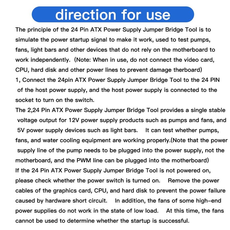 24 Pin ATX Power Supply Jumper Bridge Tool, Black (1)