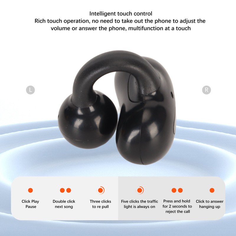 Clip On Wireless Earphone Bluetooth 5.3 Stereo Single Ear Open