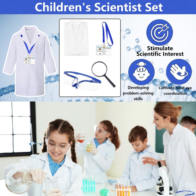 Formemory 110 Children's Lab Coat, Lab Coat, Halloween, Experiment, Costume,