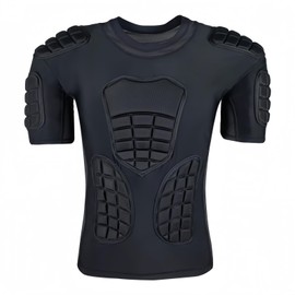 Topeter Rash Guard Sports Padded Compression Shirts, Impact Protection Goalie Shirt for Football, Softball, Rugby Black XL
