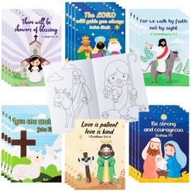 24PCS Christian Bible Coloring Book for Kids Easter Holiday Activities Coloring Books, Fun Christian Activity Books Bible Verse Drawing Supplies for Sunday School Classroom Rewards Goodie Bag Filler