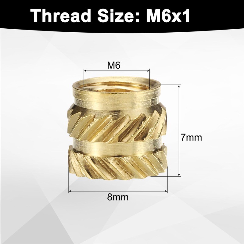 QUARKZMAN Pack of 50 M6 Threaded Inserts Brass Heat Set