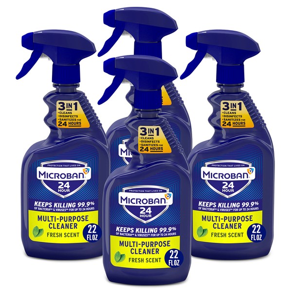 Microban Disinfectant Spray, 24 Hour Sanitizing and Antibacterial Spray, All