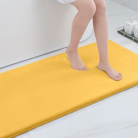 Smiry Memory Foam Bath Mat 70x24, Extra Soft and Absorbent Bathroom Mats, Non Slip Washable Carpet for Floor, Shower and Tub, Yellow