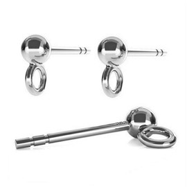My-Bead 1 Pair Stud Earrings 925 Sterling Silver with 3 mm Ball Earrings Blank for Jewellery Making DIY, 925 sterling silver, stamped and nickel-free