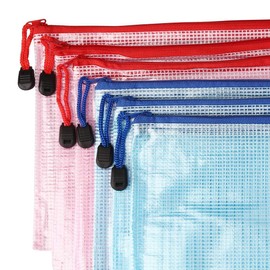 ZHIYE A5 Plastic Wallets, A5 Document Folders, Zip-Lock Bags, Files Folder Bags 10 PCS for School, Office, Homework Cosmetics Blue,Green,White,Pink