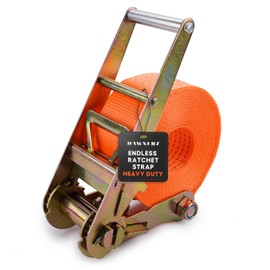 Heavy Duty Ratchet Tie Down Strap 40 Ft – Endless Cargo Strap for Trucks, Trailers – 16500 Lbs Breaking Strength