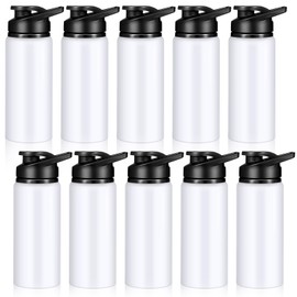 CHENGU 4 Pieces Water Bottle Bulk 20 oz Aluminum Reusable Bottles Lightweight Snap Lid Water Bottle Easy Carry Leak Proof Travel Bottles for Gym Sports Camping Hiking Fishing (White)