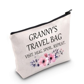 Oma Geschenk Muttertag Geschenk für Oma Oma Oma Reisetasche Besuch Umarmung Verderben Wiederholen Reise Kosmetiktasche, gebrochenes weiß, big, Grandy's Travel UK
