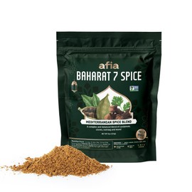 Afia Baharat 7 Spice Blend – Premium Levantine Seasoning with Coriander, Cinnamon, Cloves, Black Pepper, Cumin & Cardamom – Bold Middle Eastern & Mediterranean Flavor for Meats, Rice & Stews, 8 oz