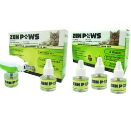 Zenpaws Kit - No Scent - 1 Diffuser + 5 Diffuser Cat Relaxant Refills + - Compatibility : Refills fit and are Compatible with All Major Brand diffusers. Comfort Zone, ThunderEase, Relaxivet and Others
