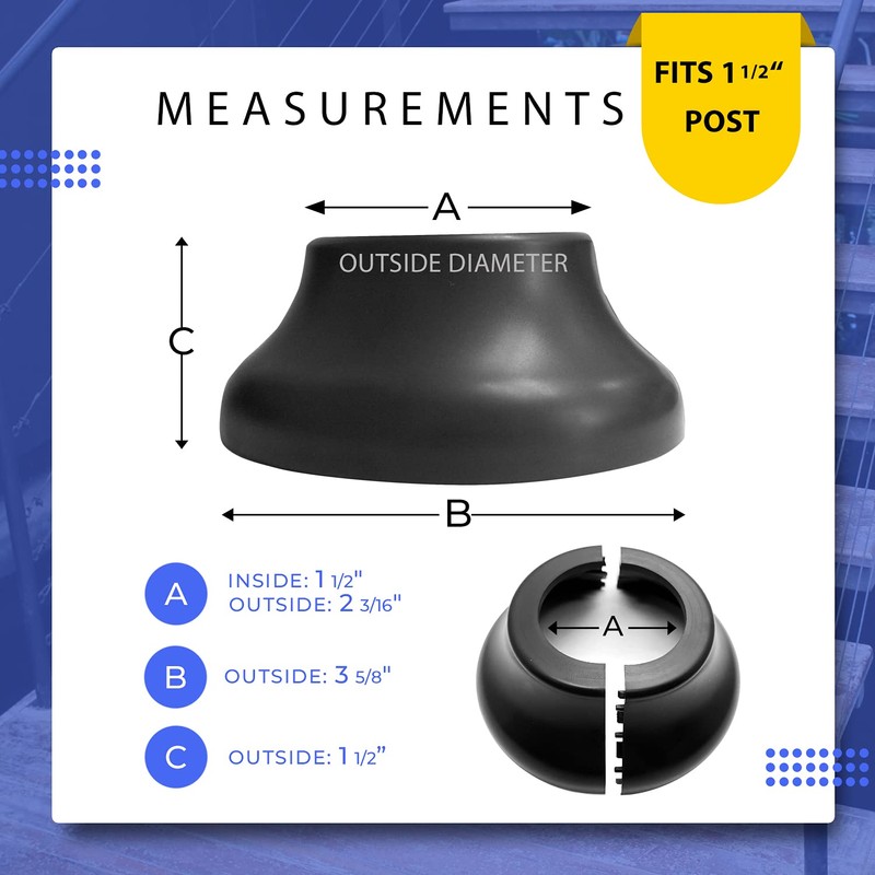 Simshoe Deck Post Base Cover – Durable, Snap-Together Round Shoe