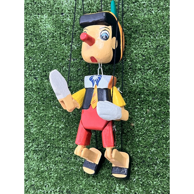 Wooden Pinocchio with Rope 25 cm Handmade in Indonesia