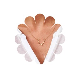 Allereya Boho Deer Antlers Collar Necklace Gold Elk Head Pendant Necklace Bohemian Antlers Deer Collar Cute Animal Necklace Chain Jewellery for Women and Girls