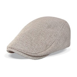 RUNQIU Men's Hunting Hat, Herringbone Beret, Men's, Spring/Summer, Checkered Pattern, Newsboy Cap, Adjustable, Painter's Hat, Walks, Travel, Newsboy Cap, Gentleman, Small Face Effect, Stylish, khaki 2