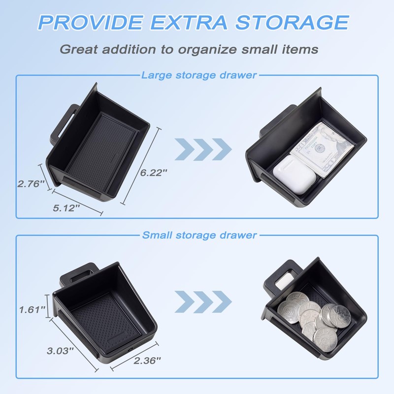 JKCOVER Upgrade 2PCS Center Console Storage Drawer Compatible with Toyota