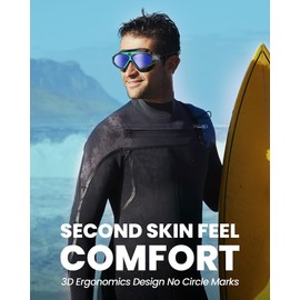 OutdoorMaster Swim Mask - Wide View Swimming Mask & Goggles Anti-Fog Waterproof, Blackgreen Frame Blue Mirror Len