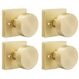 goldenwarm Gold Dummy Door Knobs, Zinc Alloy Square Ball Brushed Gold Dummy Door Knobs for Hallways, Kitchens, Heavy Duty Door Knob Bulk - Modern & Stylish(2 Pairs / 4 Pieces)