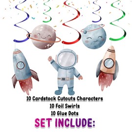 10 PCS Solar System Streamers Pack - Galactic Hanging Decorations for Space-Themed Parties, Educational Events, and Stellar Spaces