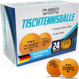 Phiber-Sports Premium 3-Star Table Tennis Balls, Pack of 24, Perfect Playing Properties, Ideal for Beginners, Families and Professionals, in Accordance with ITTF Competition Guidelines