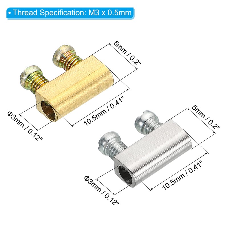 PATIKIL 50pcs M3 Double Hole Wire Rope Cable Clamp with