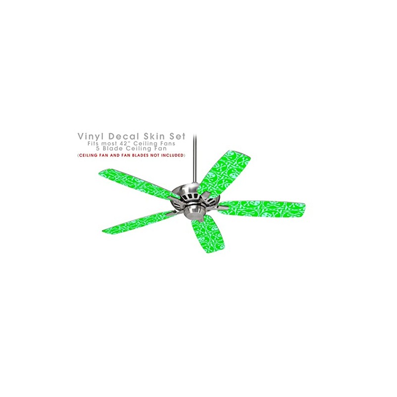 Skull Patch Pattern Green - Ceiling Fan Skin Kit fits