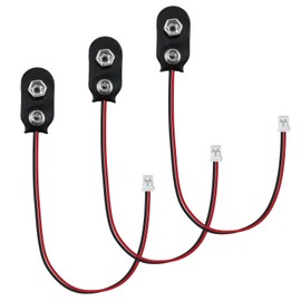 SDTC Tech 3 Pack 9V Battery Snap to 2-Pin PH2.0 Connector Cable I Type Battery Clip Lead Wire (15cm)