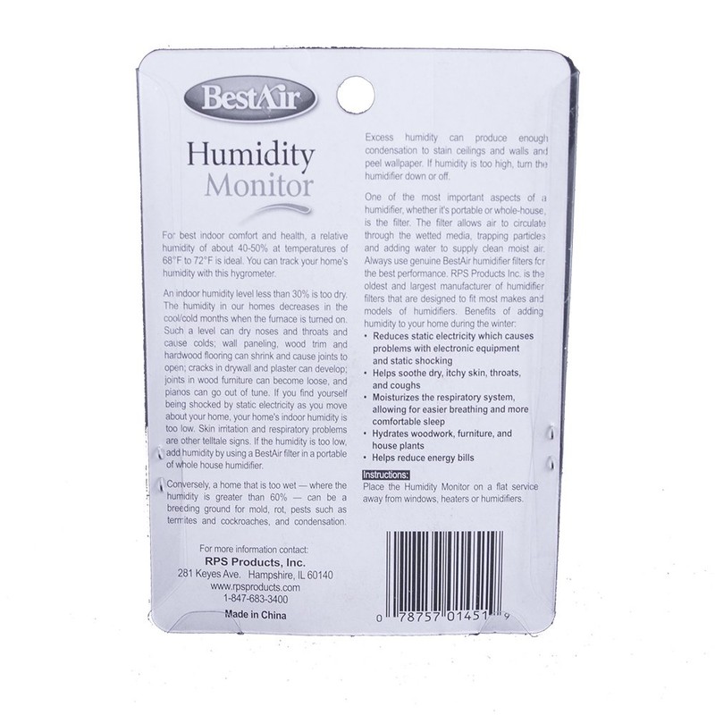 BestAir HG050-PDQ-4 Hygrometer, Humidistat Humidity Monitor, 4 Pack , White